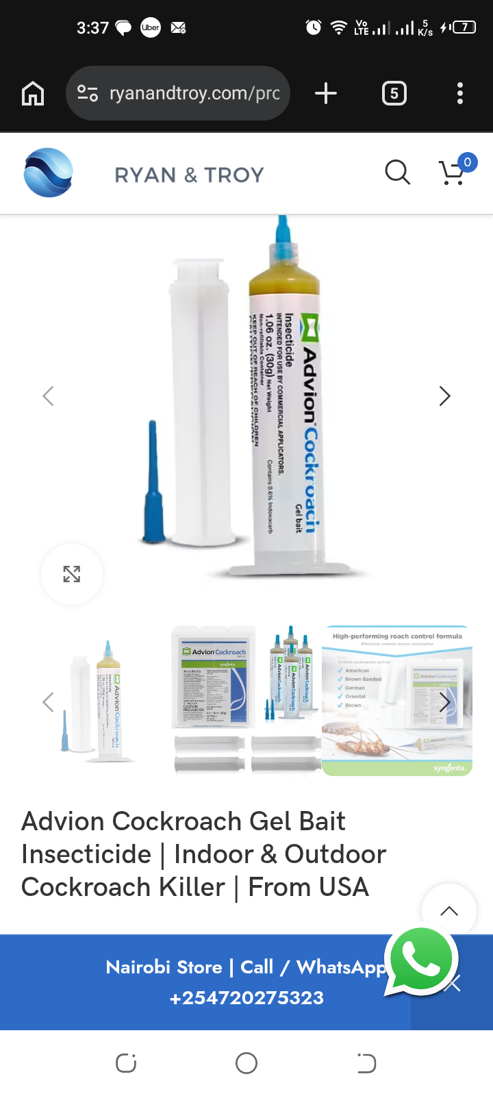 Advion cockroache gel