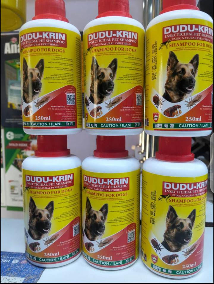 Dudukrin dog shampoo.